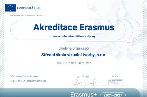 Certifikát o udělení Akreditace Erasmus